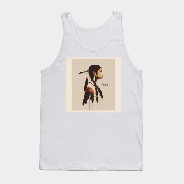 [AI Art] Proud Native American Woman With Headdress Tank Top by Sissely